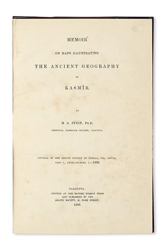 STEIN, MARC AUREL, Sir.  Memoir on Maps Illustrating the Ancient Geography of Kas[h]mir. 1899. With 2 maps in sleeve.